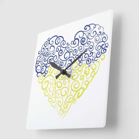 Spiraal wervelt mehandi hart Oekraïense vlag kleur Vierkante Klok (Hoek)