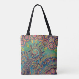 spiraalboom en cirkels canvas tas