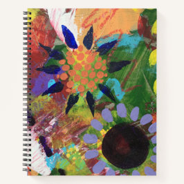Spiraalnotitieboek in abstract ontwerp met bloemen notitieboek