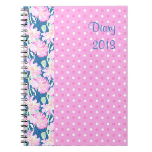 Spiraalnotitieboek of Dagboek, Roze Rozen, Stippen Notitieboek