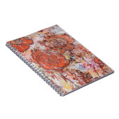 Spiraalnotitieboekje met mixed media oranje bloeme notitieboek (Rechterzijde)