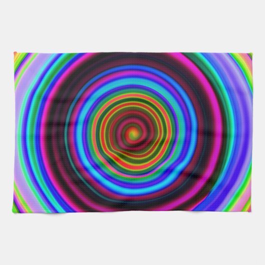 Spiraalpatroon Neon Retro Theedoek (Horizontaal)