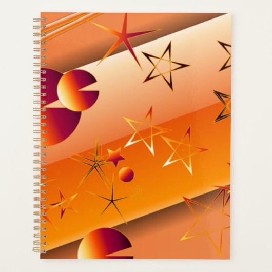 Spiraalplanner met oranje abstract ontwerp  planner (Voorkant)