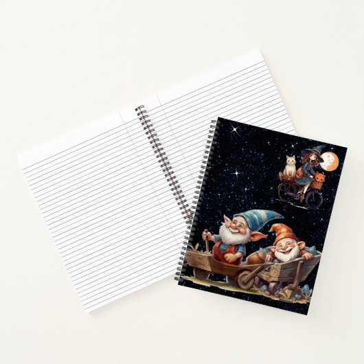 Spiraalschrift Cute Heks en Blij Gnome Notitieboek (Binnen)