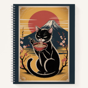 Spiraalschrift met kat die ramen eet notitieboek