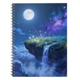 Spiraalschrift met Maanverlichte Waterval Notitieboek