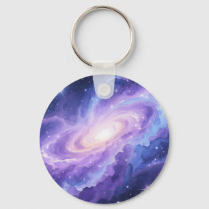 Spiraalstelselnevel Paarse Kosmische Draaikolk Sleutelhanger