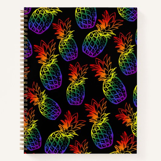 Spiraalvormig Notitieboek met regenboogananas (Voorkant)