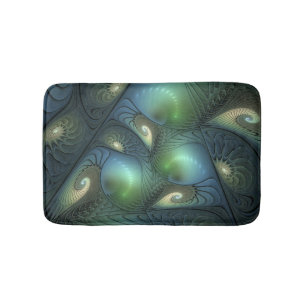Spiraalvormig Teal Beige Groen Abstracte Fractale Badmat