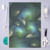 Spiraalvormig Teal Beige Groen Abstracte Fractale Tissuepapier (Craft)