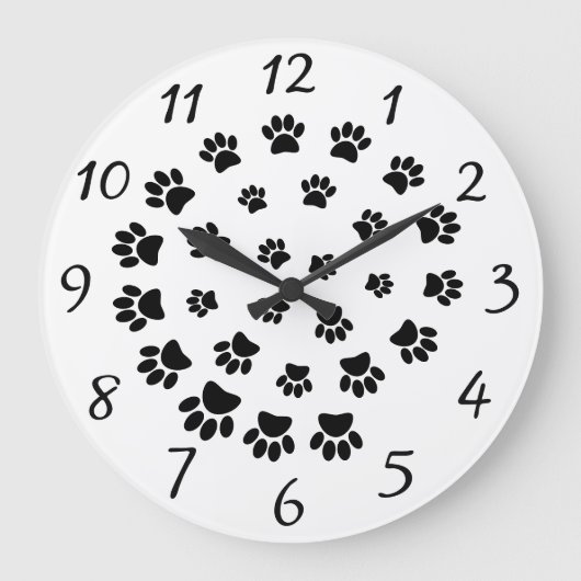 Spiraalvormige Dog Paw Print Decoratief Grote Klok (Voorkant)