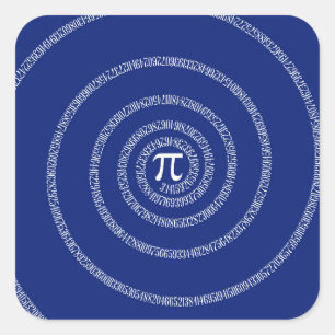 Spiraalvormige Ringen voor Pi op Marineblauw Vierkante Sticker