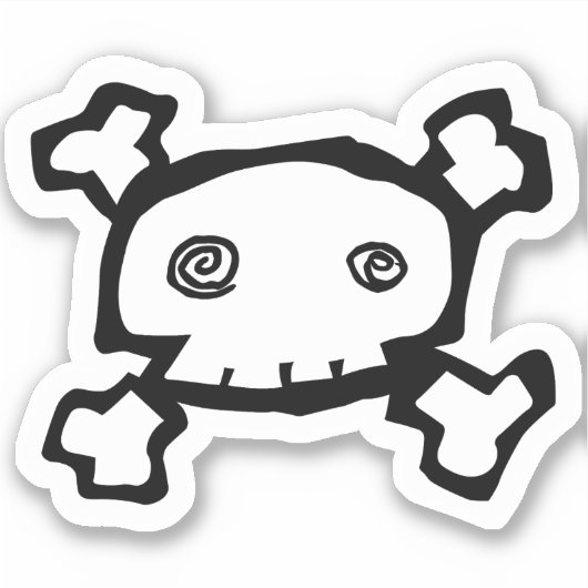 Spiraalvormige schedel & dwarsbeenderen sticker (Voorkant)