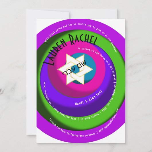 Spiraalvormige Tekst Wonky Circles White Star of D Kaart (Voorkant)