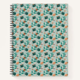 Spiral-bound notebook with a floral pattern notitieboek