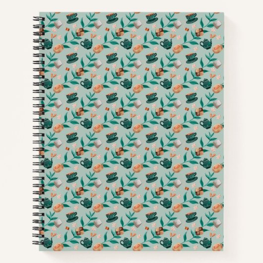 Spiral-bound notebook with a floral pattern notitieboek (Voorkant)