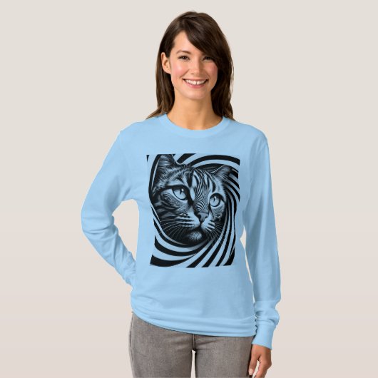 Spiral Cat Face T-Shirt – Hypnotic Optical Illusio (Voorkant volledig)