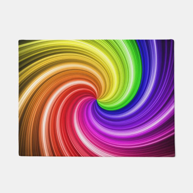 Spiral Colorful Tie Dye Rainbow Swirl Art Patroon Deurmat (Voorkant)