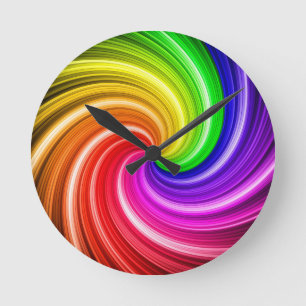 Spiral Colorful Tie Dye Rainbow Swirl Art Patroon Ronde Klok