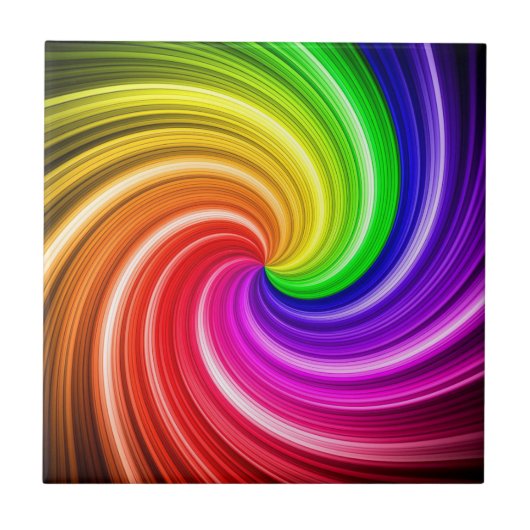 Spiral Colorful Tie Dye Rainbow Swirl Art Patroon Tegeltje (Voorkant)