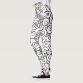 Spiral, driekwart, zwart, wit ontwerp leggings (Links)
