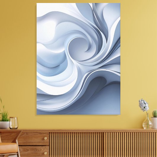 Spiral Elegance – Abstracte Vortex Art in Zacht Bl Canvas Afdruk (Insitu (Woonkamer))