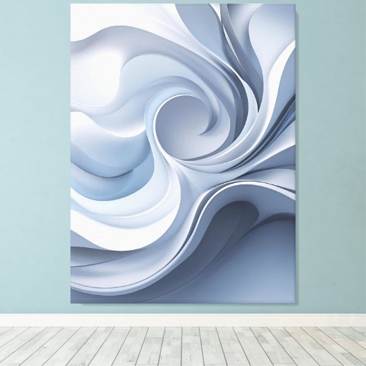 Spiral Elegance – Abstracte Vortex Art in Zacht Bl Canvas Afdruk (Insitu (Houten vloer))