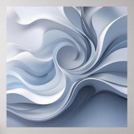 Spiral Elegance – Abstracte Vortex Art in Zacht Bl Poster