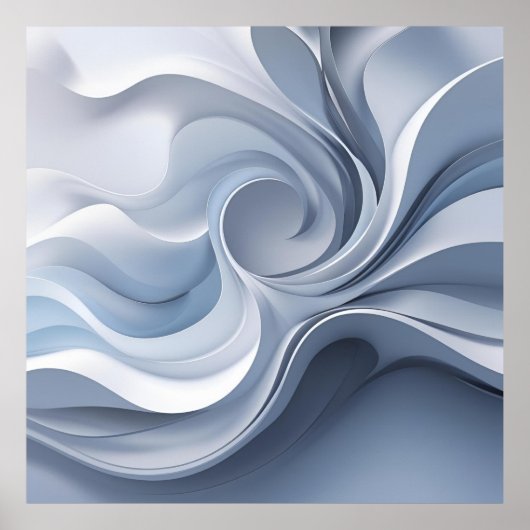 Spiral Elegance – Abstracte Vortex Art in Zacht Bl Poster (Voorkant)