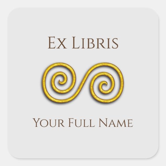 Spiral Ex Libris Bookplaat,  Vierkante Sticker (Voorkant)