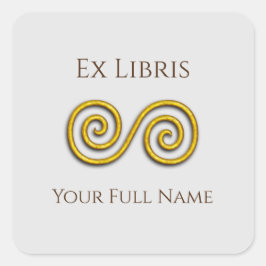 Spiral Ex Libris Bookplaat, Vierkante Sticker