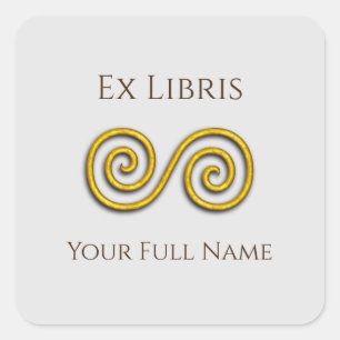 Spiral Ex Libris Bookplaat,  Vierkante Sticker