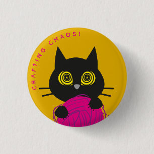 Spiral-Eyed Kuro Catto Badge – Chaotische garenlie Ronde Button 3,2 Cm