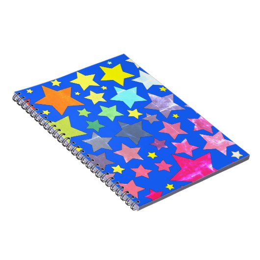 Spiral Fotonotizbuch blau mit bunten Sternen Notitieboek (Rechterzijde)