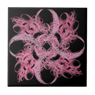 Spiral Fractal in roze en zwart Tegeltje
