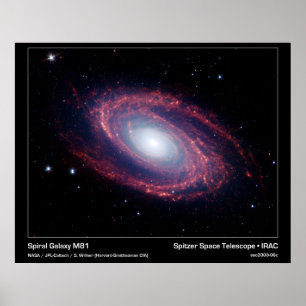 Spiral Galaxy M81 - Spitzer Space Telescope Poster