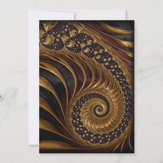 Spiral Gold Fractal Engagement Party Kaart (Achterkant)