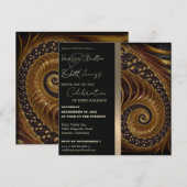 Spiral Gold Fractal Wedding Invitation Kaart (Voorkant / Achterkant)