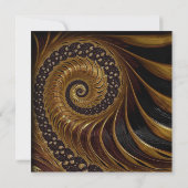 Spiral Gold Fractal Wedding Invitation Kaart (Achterkant)