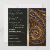 Spiral Gold Fractal Wedding Invitation Kaart (Voorkant)