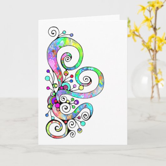 Spiral handgeschilderd ontwerp 1 kaart (Gele Bloem)