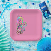 Spiral handgeschilderd ontwerp 1 papieren bordje (Feest)