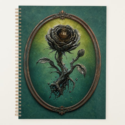 Spiral Hardcover Planner with a surreal rose (Voorkant)