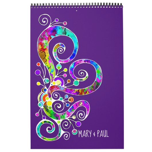 Spiral Heart Hand Gepiliseerd Design 2 Kalender (Hoes)