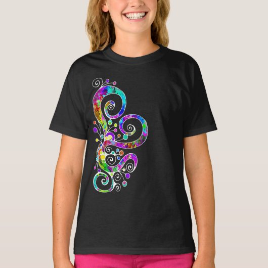 Spiral Heart Hand Gepiliseerd Design 2 T-shirt (Voorkant)