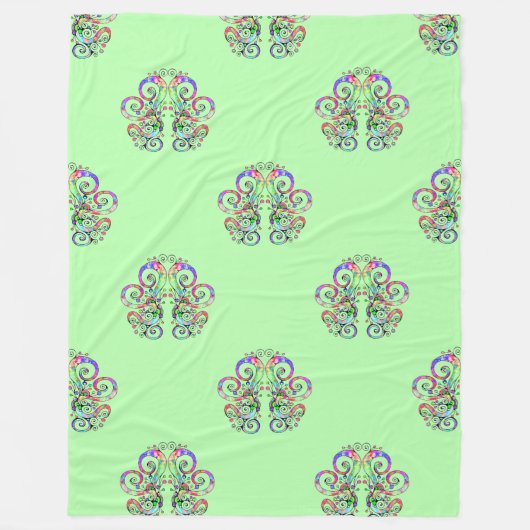 Spiral Heart Hand geschilderd ontwerp 4 Fleece Deken (Voorkant)