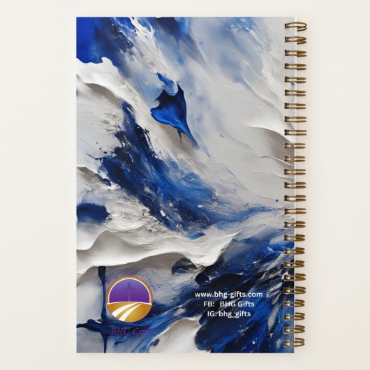 Spiral journal A5 blauw en wit abstract Notitieboek (Achterkant)