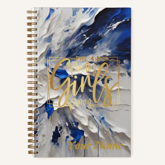 Spiral journal A5 blauw en wit abstract Notitieboek (Voorkant)