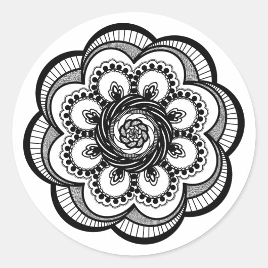 Spiral Mandala Ronde Sticker (Voorkant)