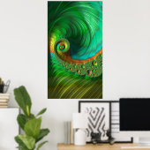 Spiral Mint Fusion Fractal Abstracte Art Poster (Thuiskantoor)